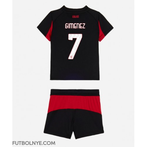 Camiseta AC Milan Santiago Gimenez #7 Primera Equipación para niños 2025-26 manga corta (+ pantalones cortos)